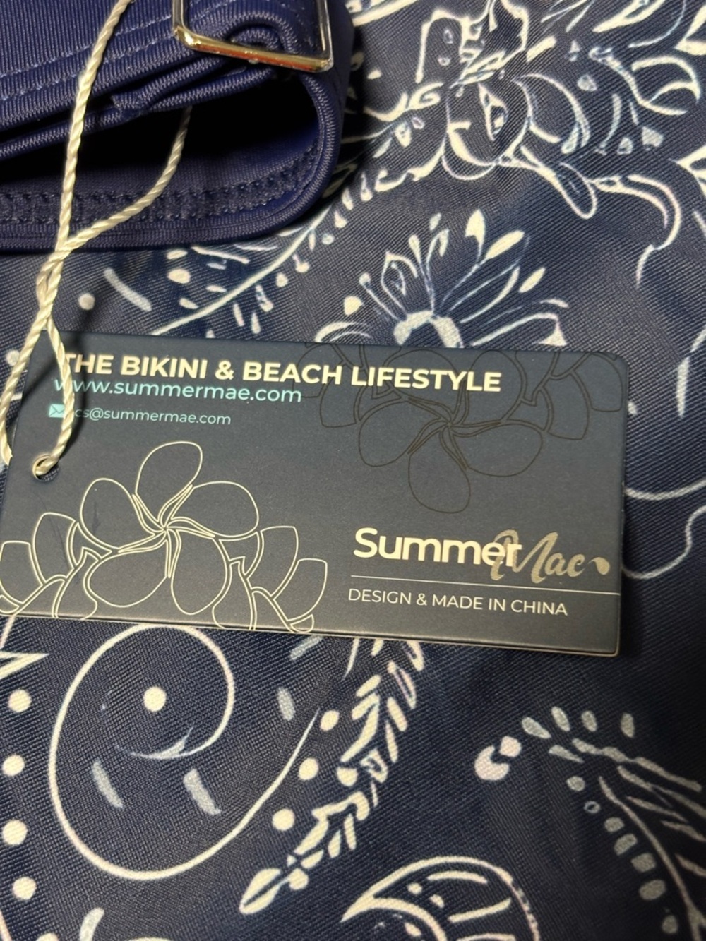 Navy Floral V-Neck Tankini Top and Swim Shorts Set - Picture 8 of 9